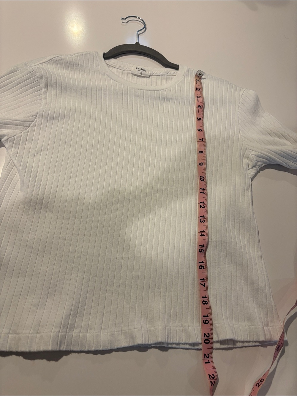 Re/Done White Ribbed Short Sleeve Tee - Picture 7 of 7